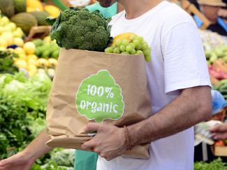 Shopping for organic produce.