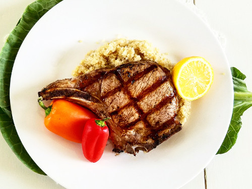 A plate of Light & Sweet BBQ Pork Chops