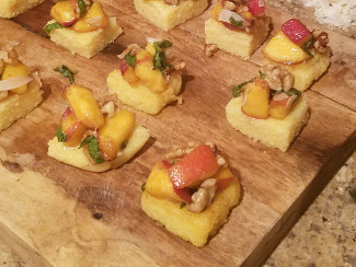 Polenta and Peach Basil Chutney Bites