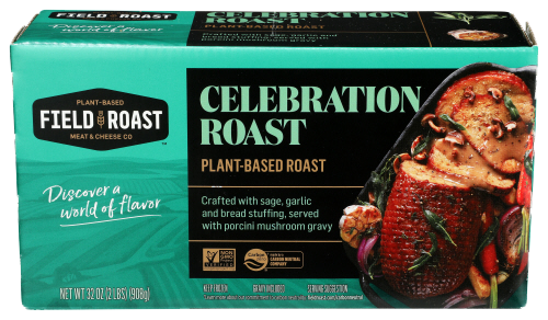 A box of Field Roast Celebration Roast with Traditional Stuffing and Mushroom Gravy.