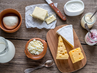 A selection of dairy products.