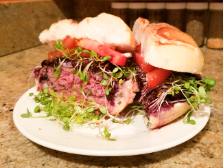 A Red, White, and Blue burger.