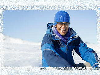 Man outdoors in the snow.