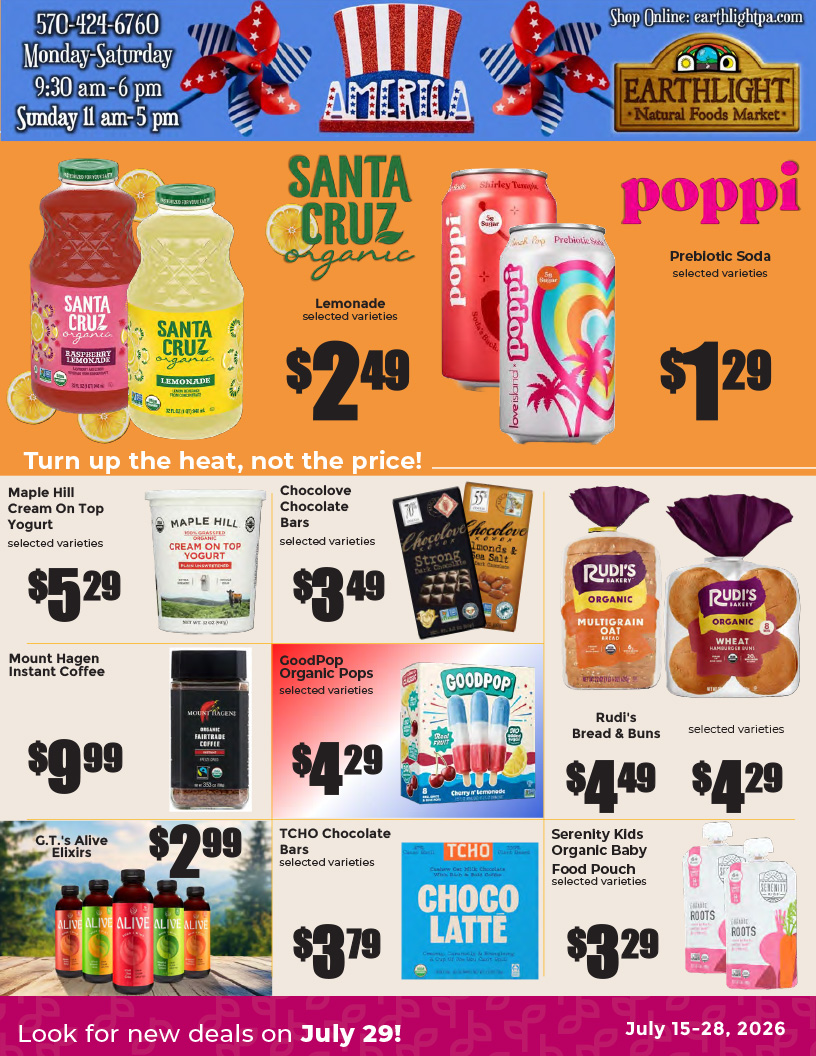Page one of the July Flyer